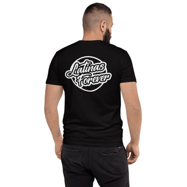 Model wearing Latinas Forever shirt black - back